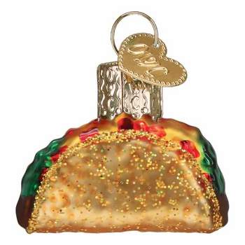 Old World Christmas Mini Taco  -  One Mini Ornament 1.25 Inches -  Gumdrops Collection Tortilla Meat  -  87005  -  Glass  -  Gold