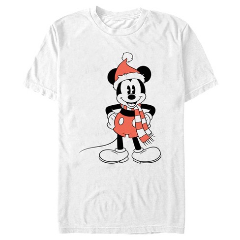 Men's Mickey & Friends Santa Claus Mousey T-shirt - White - X Large : Target