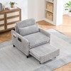 33" Corduroy Small Single Sofa with Plush Cushion and Throw Pillow, Comfortable Lazy Chair for Apartment, Bedroom, or Balcony - 4 of 4