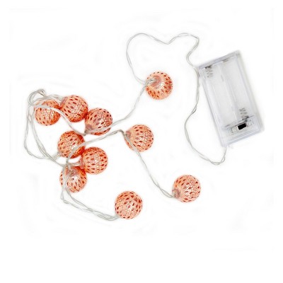 48'' Battery Powered Rose Gold Moroccan Ball LED String Lights