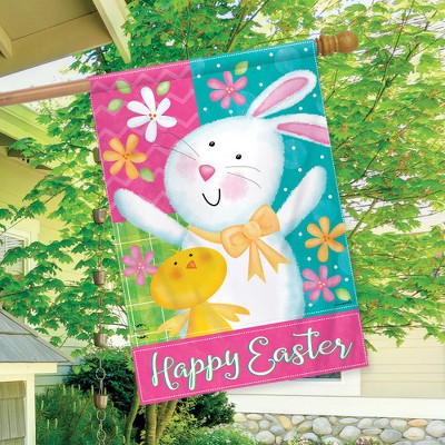 Easter Celebration Bunny and Chick Polyester Garden Flag