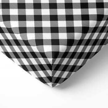 Bacati - Black Checks Plaids Printed 100 percent Cotton Universal Baby US Standard Crib or Toddler Bed Fitted Sheet