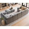 L-Shaped Modular Sectional Sofa, Oversized 9 Seat Couch with 2 Storage Ottoman, 2 Pillows - 2 of 4