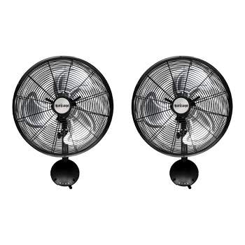Hurricane 16 Inch Pro High Velocity Corded Electric Classic Oscillating Wall Mount Fan with 3 Speed Settings for Air Circulation, Black (2 Pack)