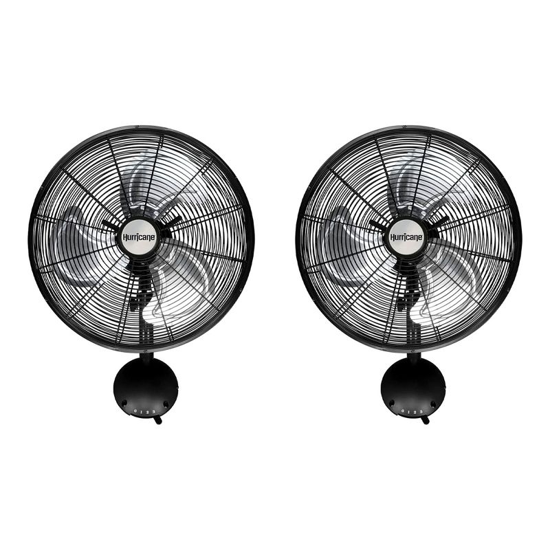 Hurricane 16 Inch Pro High Velocity Corded Electric Classic Oscillating Wall Mount Fan with 3 Speed Settings for Air Circulation, Black (2 Pack), 1 of 7