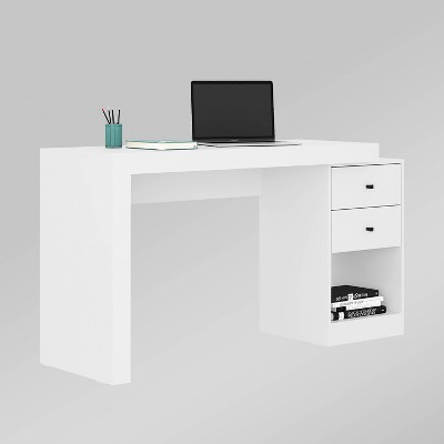 White Expandable Home Office Desk with Drawers and Filing Cabinet