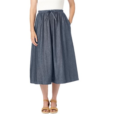 Woman Within Women's Plus Size Drawstring Denim Skirt - 18 W