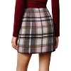 Women's Plaid Mini Skirt - High Waist Bodycon Pencil & A-Line Skirt for Fall/Winter 2025 Light Brown - 3 of 4