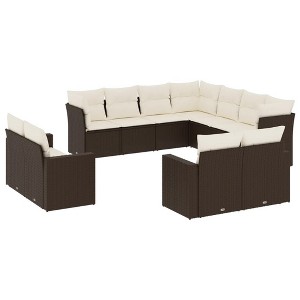 vidaXL Patio Sofa Set Brown PE Rattan 94.1 x 94.1 x 27.2 in - 1 of 4