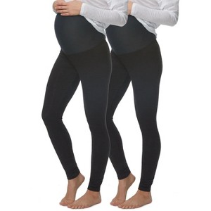 Felina Women's Velvety Soft Maternity Leggings For Women - Yoga Pants For Women, Maternity Clothes - (2-Pack) - 1 of 2