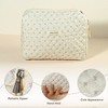 Unique Bargains Cotton Large Aesthetic Cute Floral Pattern Makeup Bag Beige 1 Pc - 3 of 4