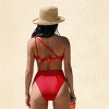 Women's Pinkish Red Color Block One Shoulder One-Piece Swimsuit - Cupshe - 3 of 4