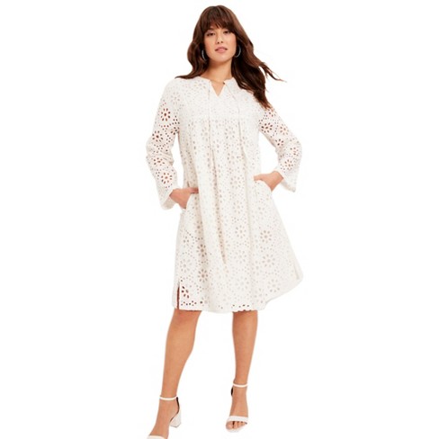 June + Vie By Roaman's Women's Plus Size Ruffled Shirt Dress : Target