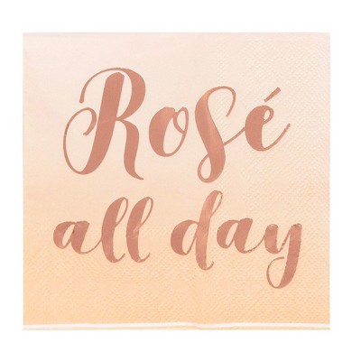 Juvale 50-Pack Pink Rose Gold Foil Disposable Paper Napkins 5 x 5 In