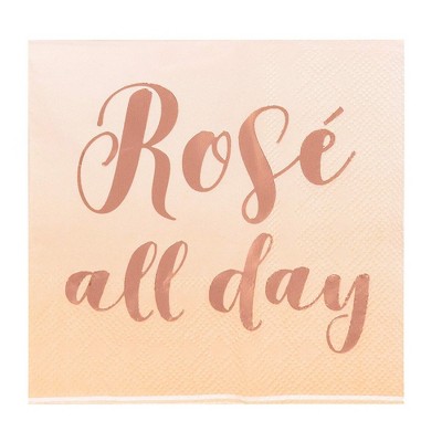 Juvale 50-Pack Pink Rose Gold Foil Disposable Paper Napkins 5 x 5 In