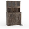 70in Tall Kitchen Pantry Cabinet, Wood High Freestanding Cupboard Storage Cabinet Farmhouse Coffee Bar with Charging Station and Adjustable Shelf - 3 of 4