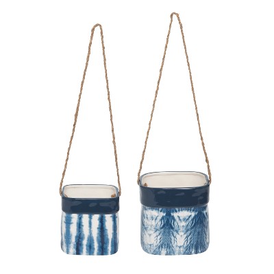 Transpac Ceramic 6.5" Nested Shibari Hanging Planters, Pair