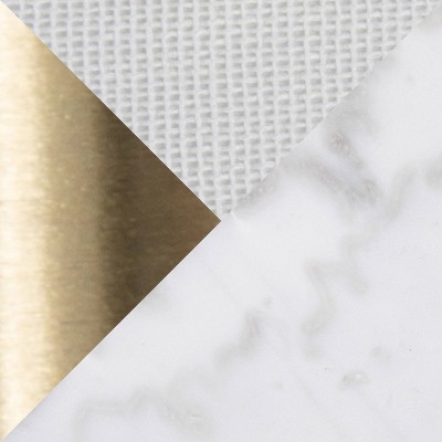 68" Gold Metal and White Marble Floor Lamp with Linen Shade