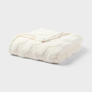 Wavy Jacquard Plush Blanket - Room Essentials™ - 1 of 3