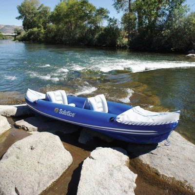 Solstice Blue and White Inflatable 2-Person Kayak with Adjustable Seats