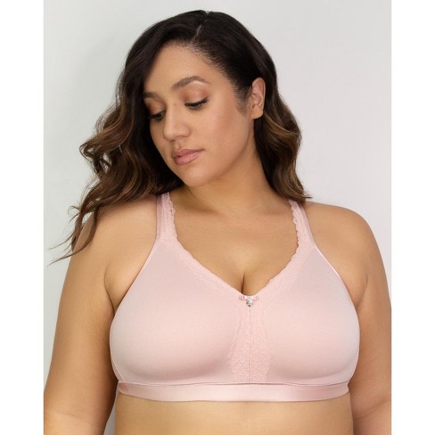 Curvy Couture Full Figure Cotton Luxe Unlined Wire Free Bra Blushing Rose  34DD