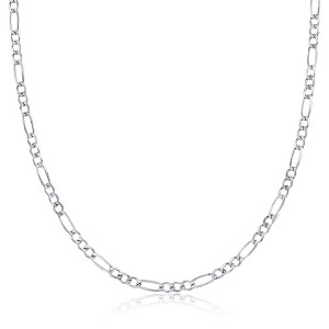 Links of Italy Sterling Silver, 2mm Figaro Chain - Rhodium Plated - Available Sizes: 20  , 22  , 24  Inches - 1 of 3