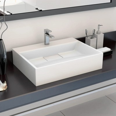 vidaXL Wash Basin 19.7"x15"x5.1" Mineral Cast/Marble Cast White