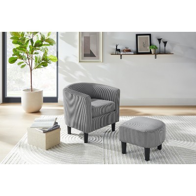 NicBex Modern Accent Chair with Ottoman,Upholstered Corduroy Arm Chair,Comfy Armchair for Living Room,Bedroom and Office