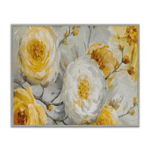 Stupell Industries Layered Flower Blossoms Yellow Framed Giclee Art - 1 of 4