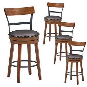 Tangkula Bar Stools Set of 4-25.5" Counter Height Swivel Rubber Wood Barstools with Soft Padded Seat Cushions Footrests - 1 of 4