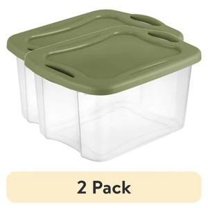 Racxily (2 pack) 40 Quart EZ Carry, Plastic Storage Bin, Full-Grip Handles, Green - 1 of 4