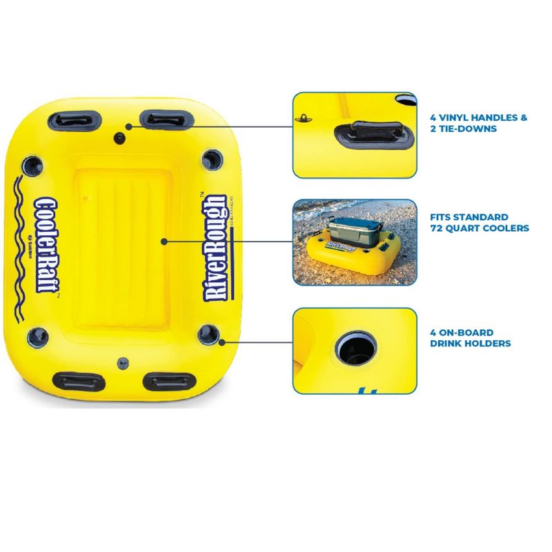 Swim Central 55" Inflatable Yellow and Black Swimming Pool Cooler Raft Float, 3 of 5