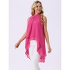 INSPIRE CHIC Women's Casual Tie Back Asymmetrical High Low Sleeveless Mock Neck Flowy Blouse - 2 of 4