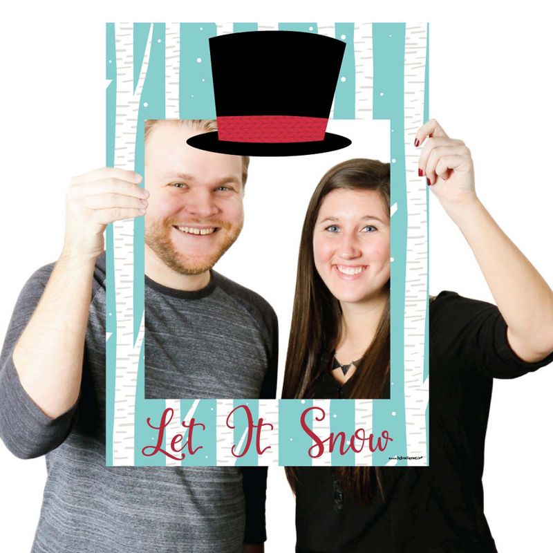 Big Dot of Happiness Let It Snow - Snowman - Christmas and Holiday Party Selfie Photo Booth Picture Frame and Props - Printed on Sturdy Material, 3 of 8