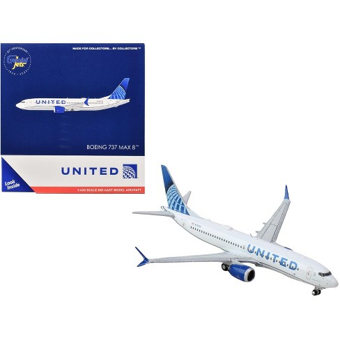 Boeing 737 MAX 8 Commercial Aircraft "United Airlines" (N17265) White with Blue Tail 1/400 Diecast Model Airplane by GeminiJets - image 1 of 3