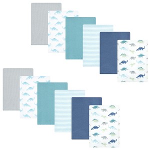 Hudson Baby Flannel Burp Cloth 12pk, Soft Teal Dino, One Size - 1 of 4