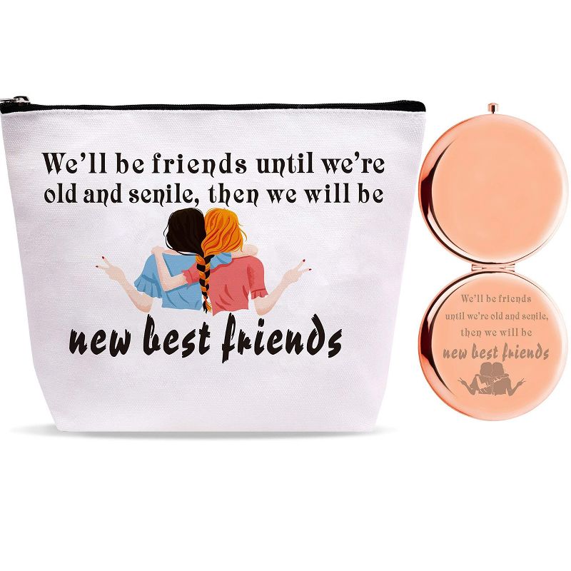 VeryMerryMakering Well be Friends Cosmetic Bag And Mirror, Pink, 5 of 6