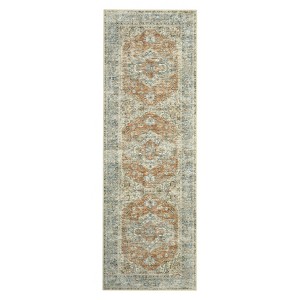 Washable Vintage Printed Rug Non Slip Low Pile Rug Soft Retro Throw Floor Cover Foldable Indoor Carpet for Living Room Bedroom Playroom Nursery - 1 of 4
