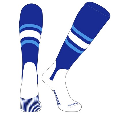 PEAR SOX OTC Baseball Softball Stirrup Socks (B, 5in) Royal, Sky Blue, White (L)