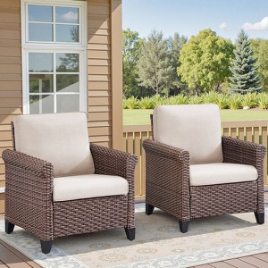 Buenhomino 2-Piece Outdoor Wicker Chair Set, Rust-Proof Frame & UV-Resistant Rattan with All-Weather Cushions - 1 of 4