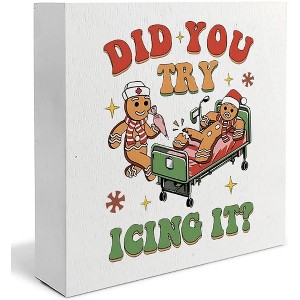 Funny Nurse Christmas Wooden Box Sign, Nurses Gifts for Christmas, Christmas Nurse Office Decor - 1 of 4