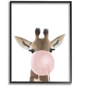 Stupell Industries Baby Giraffe with Pink Bubble Gum Safari Animal - 1 of 4