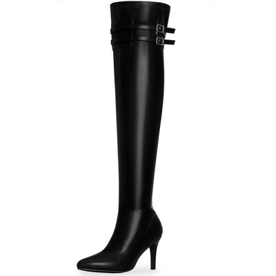 BLISSFUL STEP Pointed Toe Over the Knee High Zipper Stiletto High Heel Boots for Women