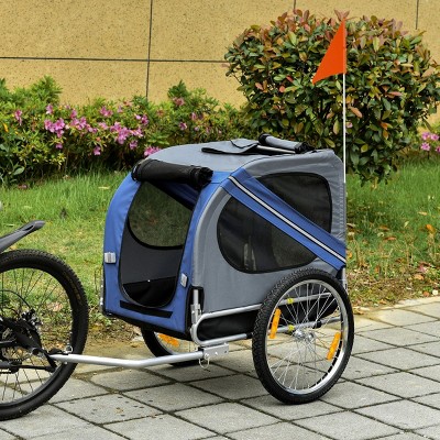 Dog Bike Trailer for Medium Pets,Foldable Bicycle Pet Carrier Wagon with 3 Entrances,Mesh Screen and Flag- LAOTIES