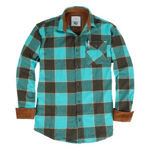 Gioberti Men's Long Sleeve Brushed Flannel Plaid Checkered Shirt with Corduroy Contrast - 1 of 4