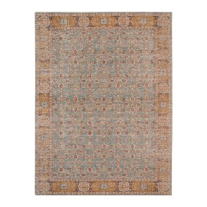 Teal Red and Orange Oriental Power Loom Worn Faded Area Rug - 1 of 4