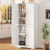70" Tall Kitchen Pantry Cabinet with 4 doors & adjustable shelves. Freestanding utility hutch for multiple rooms. - 3 of 4