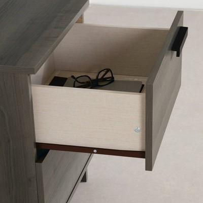 Gray Maple 2-Drawer Scandinavian Nightstand
