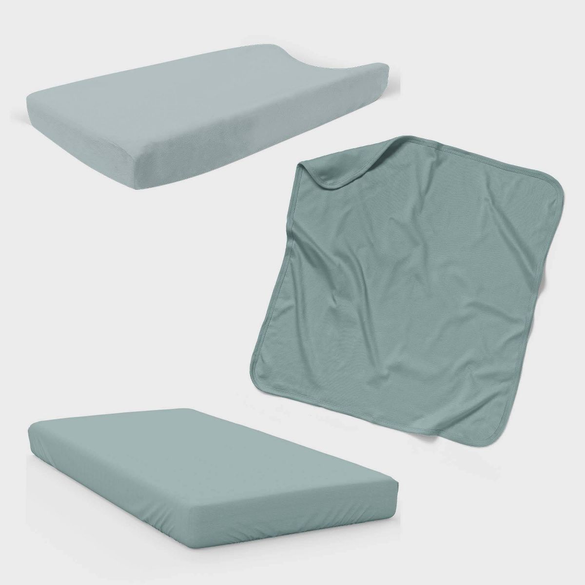 goumikids Sea Glass Organic Bedding Set - 3pc: Year Round Fabric, Rayon From Bamboo & Organic Cotton, 200 Thread Count, Standard Crib/Toddler