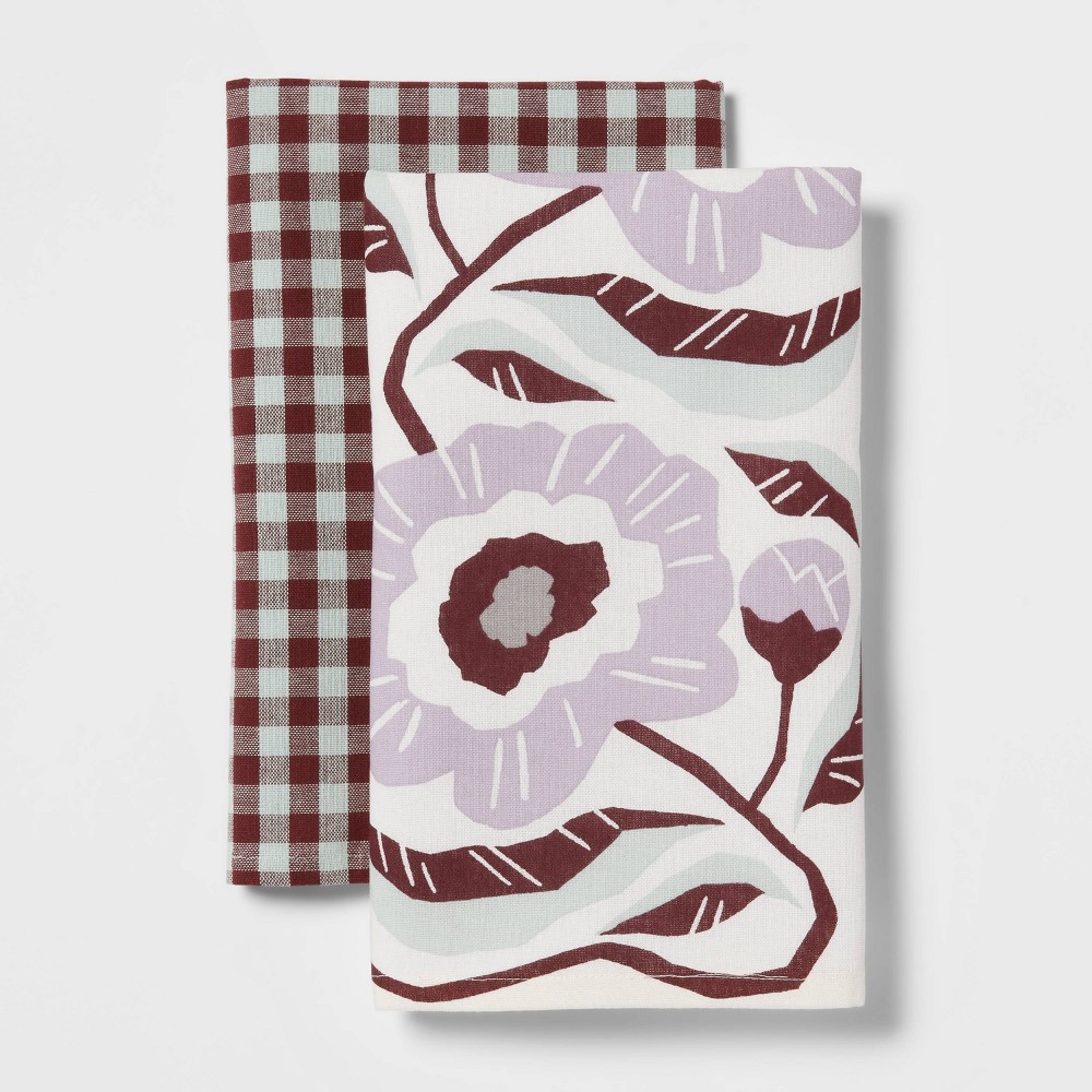 2pk Cotton Flowers Kitchen Towels - Room Essentials